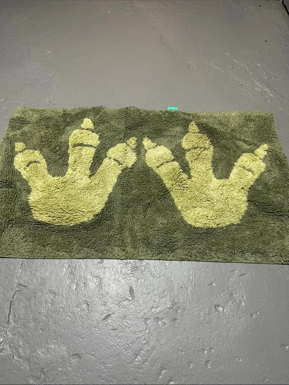 Pillowfort Olive Green Bath Mat with Light Green Dino Prints